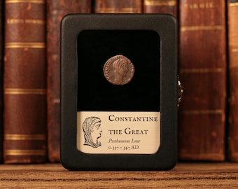 Veiled Constantine the Great, Genuine Ancient Roman Coin Issued after Death - c. 337 CE - Roman Empire - With Display Box - History Hoard