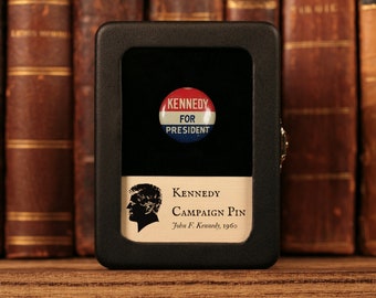 Genuine John F. Kennedy Campaign Pin, 1960, United States, Glass Display - History Hoard