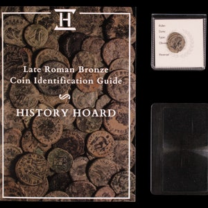 Roman Coin Identification Kit - 284 – 491 CE, Roman Empire - Genuine Ancient Bronze Coin and Guide, Authentic Roman Artifact - History Hoard