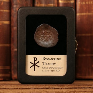 Byzantine Coin of Christ & Mary, Bronze Trachy, 1200 CE, East Europe, Authentic Medieval Collectible Currency - History Hoard