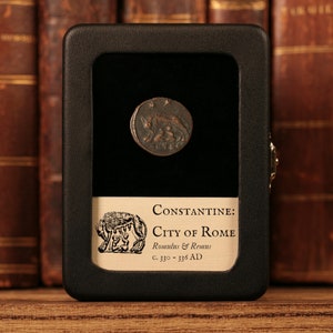 Roman Coin, Romulus and Remus - Emperor Constantine the Great - 330 to 336 CE - Genuine Ancient Coin with Display Box - History Hoard