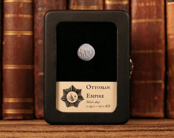 Moneda de plata del Imperio Otomano (Akce), siglo XV, Oriente Medio, auténtica moneda medieval antigua - Tesoro histórico