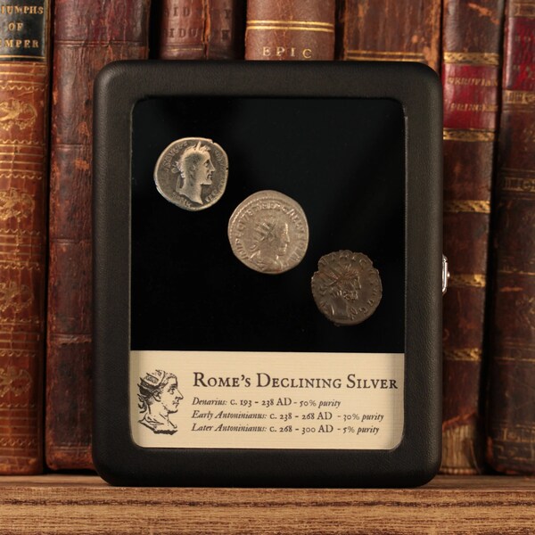 The Decline of Roman Silver - Collection of Three Genuine Roman Coins from the Third Century - 138 to 300 CE - Roman Empire - History Hoard