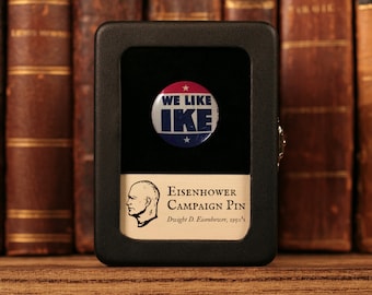 Genuine Dwight D. Eisenhower Campaign Pin, 1950's, United States, Glass Display - History Hoard