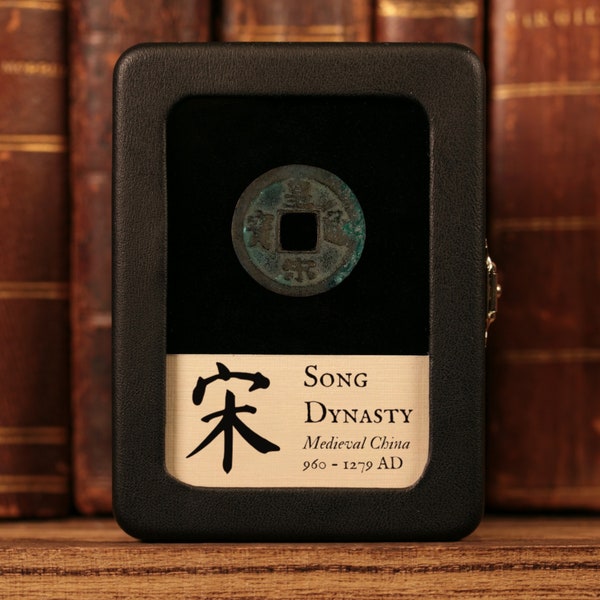 Genuine Chinese Coin, Song Dynasty, 960 AD, Glass Display - History Hoard