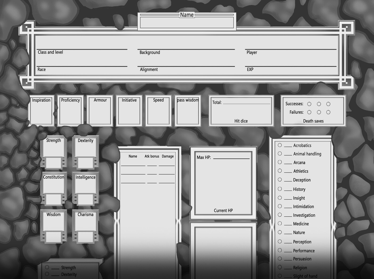 D&D 5e printable character sheet dwarf edition Etsy