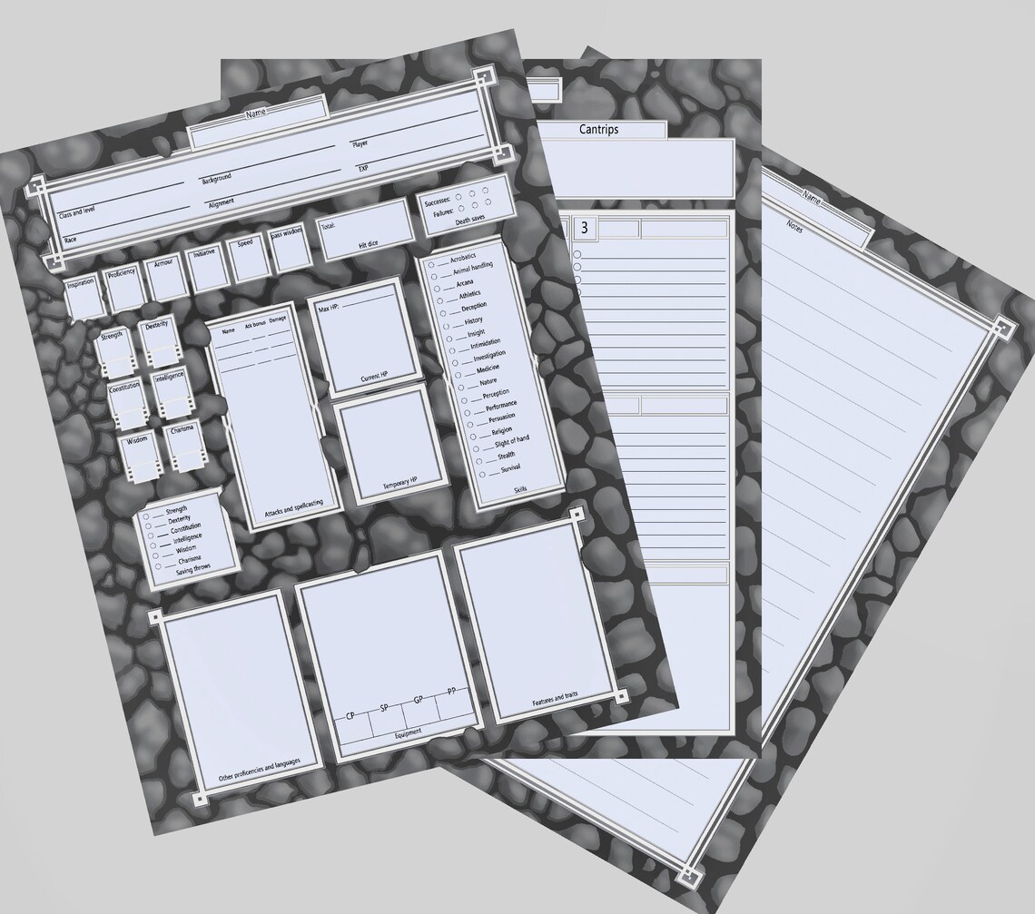 D&amp;D 5e printable character sheet dwarf edition | Etsy