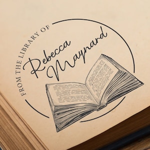 Exlibris Stempel Personalisiert, Bibliothek Stempel,  Ex Libris Stempel mit Name, Geschenkstempel für Buchliebhaber, Holzstempel