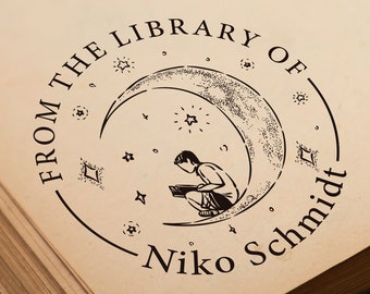 Boekenstempel, gepersonaliseerde stempel om uw boeken te markeren, ex libris stempels, rubber stempel voor uw bibliotheek, ideaal als cadeau