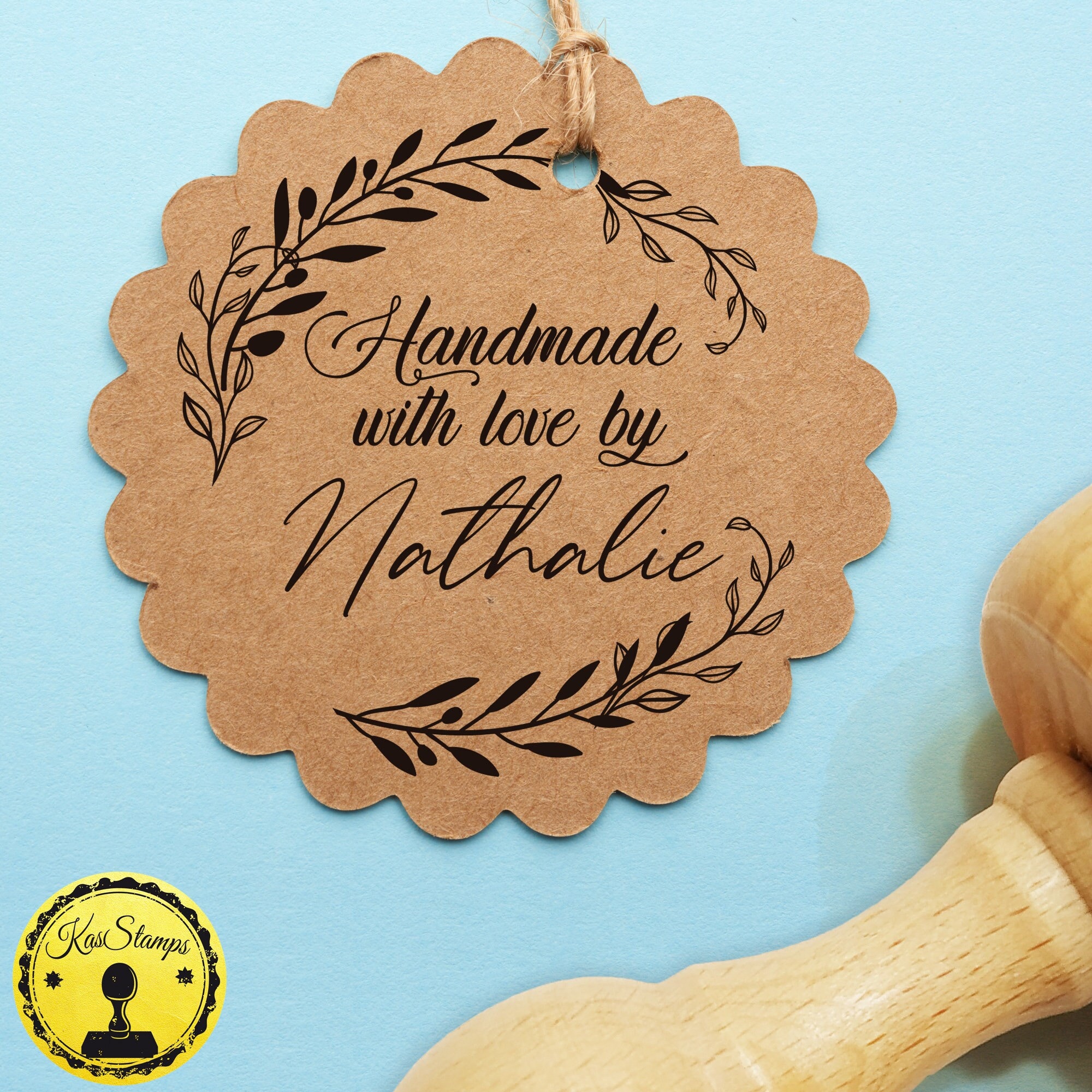 HOMETOOLS 100 - Ciondolo in carta kraft, made with Love, 5,5 x 4 cm, 10 m, filo di iuta bianco