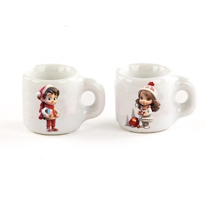 2 Miniaturowe kubki świąteczne Akcesoria do domku dla lalek