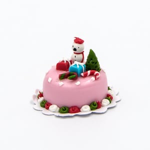 Miniature Christmas cake Dollhouse food Tabletop miniatures