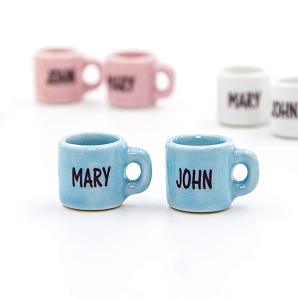 2 Miniature custom name mugs Miniature ceramics Props replica