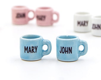 2 Miniature custom name mugs Miniature ceramics Props replica