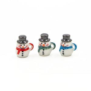 3 Miniature Snowman mugs  Ceramic miniatures