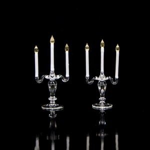 2 Miniature glass candelabra Handmade glass art