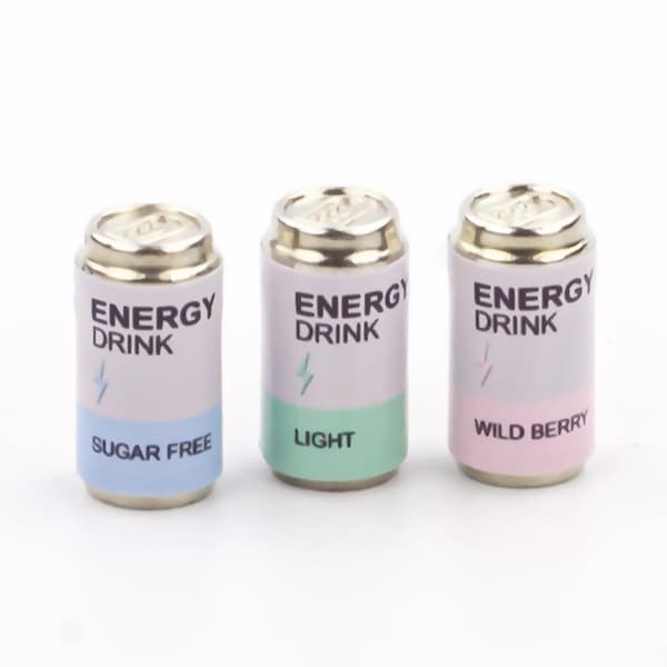 3 Miniature Energy drink cans Props replica