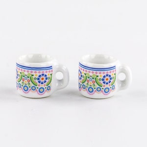 2 Miniaturowe kubki Ceramiczny domek dla lalek