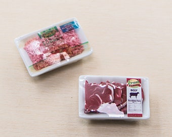 2 Miniatur Fleisch Puppenhaus Miniatur Essen
