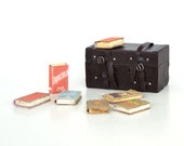Miniature vintage trunk with old books Mini furniture