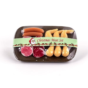 Miniature Christmas Meat Set Dollhouse groceries Tiny food