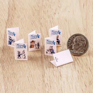 6 Weihnachtsgrußkarten Maßstab 1:12 Puppenhaus Miniaturen