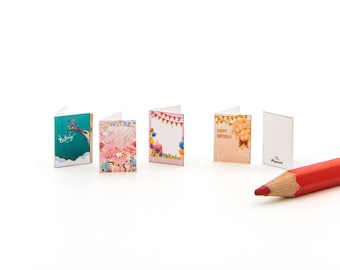 6 Birthday greeting cards Dollhouse miniatures