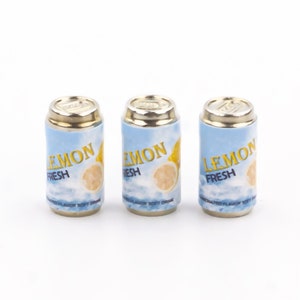 3 Miniature lemon drink cans Props replica
