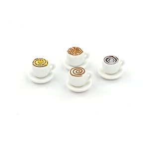 4 Miniature dollhouse coffee Tiny drinks