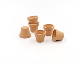 6 Miniatur-Pflanztöpfe aus Terrakotta