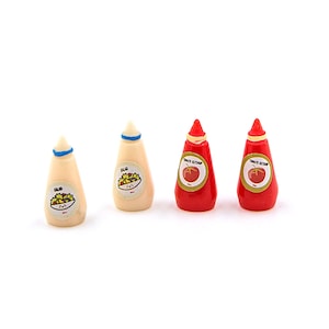 Miniature mayonnaise ketchup  Dollhouse food