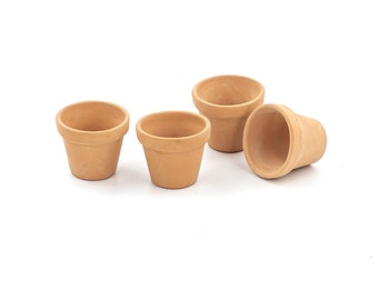 4 Miniatur-Pflanztöpfe aus Terrakotta