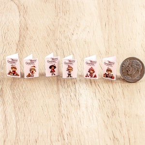 6 Tarjetas de felicitación navideñas Escala 1:12 Miniaturas de casa de muñecas