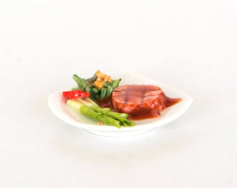 Miniature pork steak Dollhouse miniatures food Tiny food
