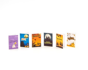 6 Halloween 1:6 greeting cards Dollhouse miniatures