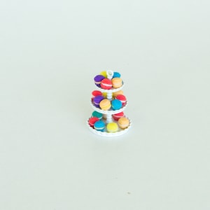 Miniature macaron on stand Realistic miniatures Tiny food