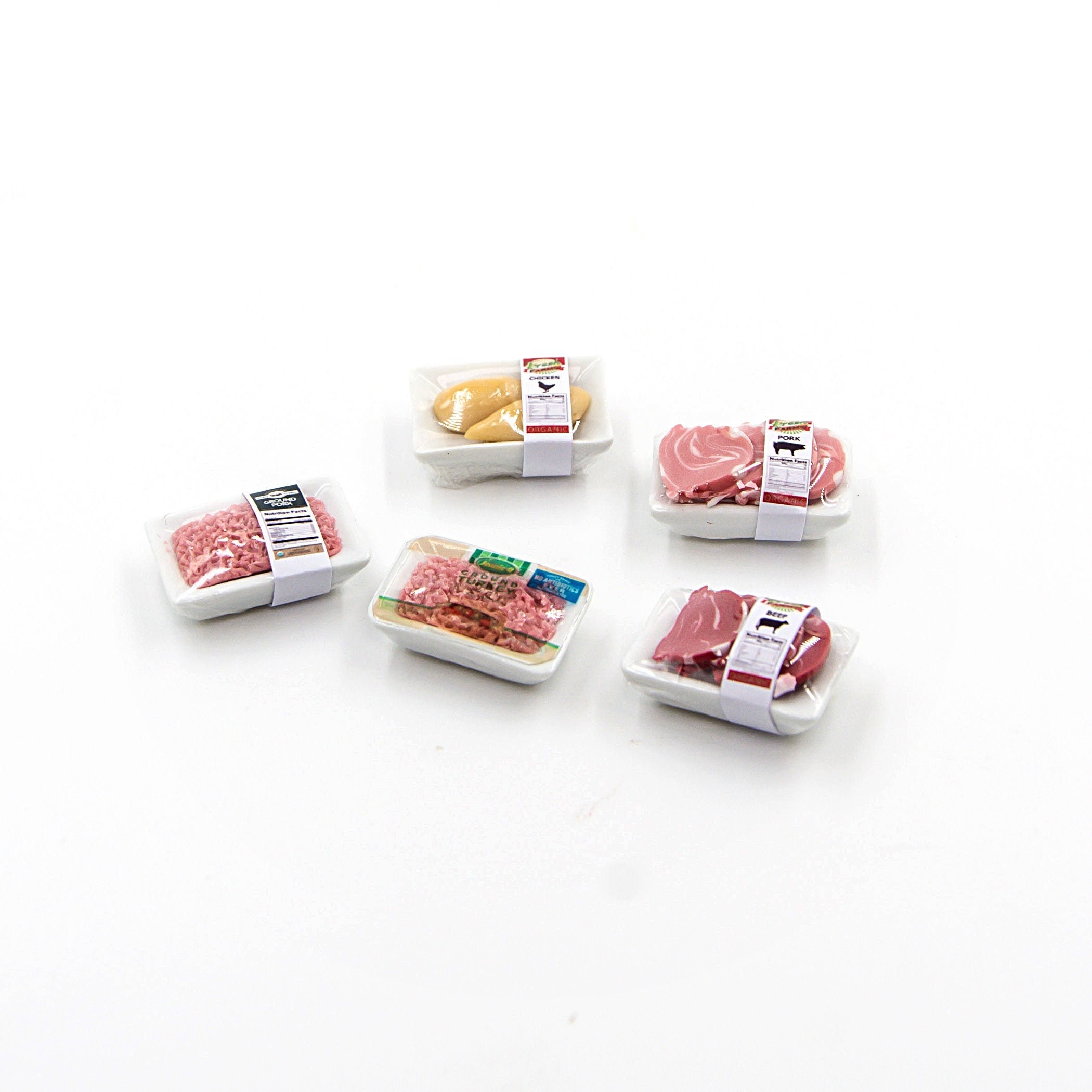 5 pack miniature meat Dollhouse food
