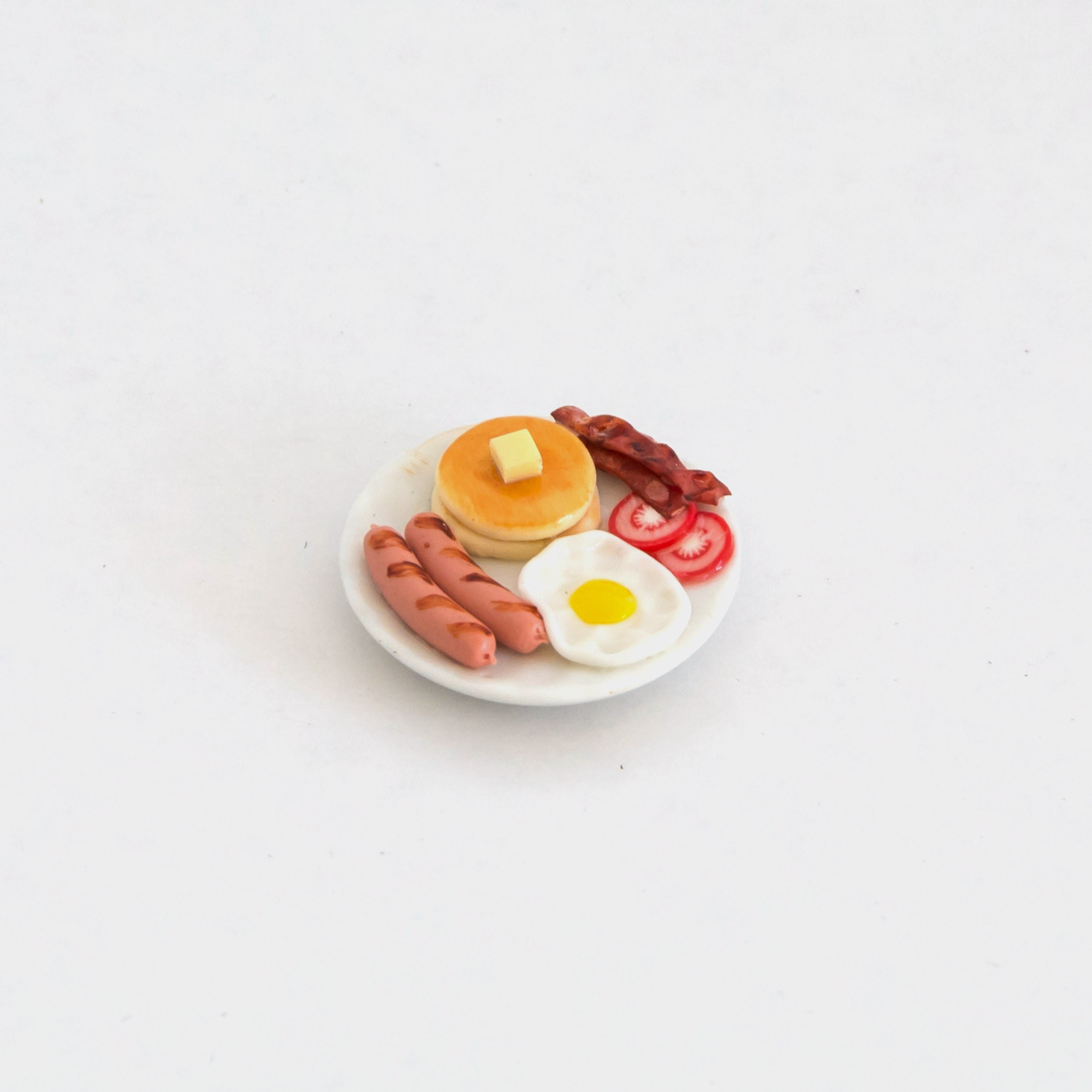 Dollhouse Miniature Food Set Pancake French Fries And Coffee Collectibles