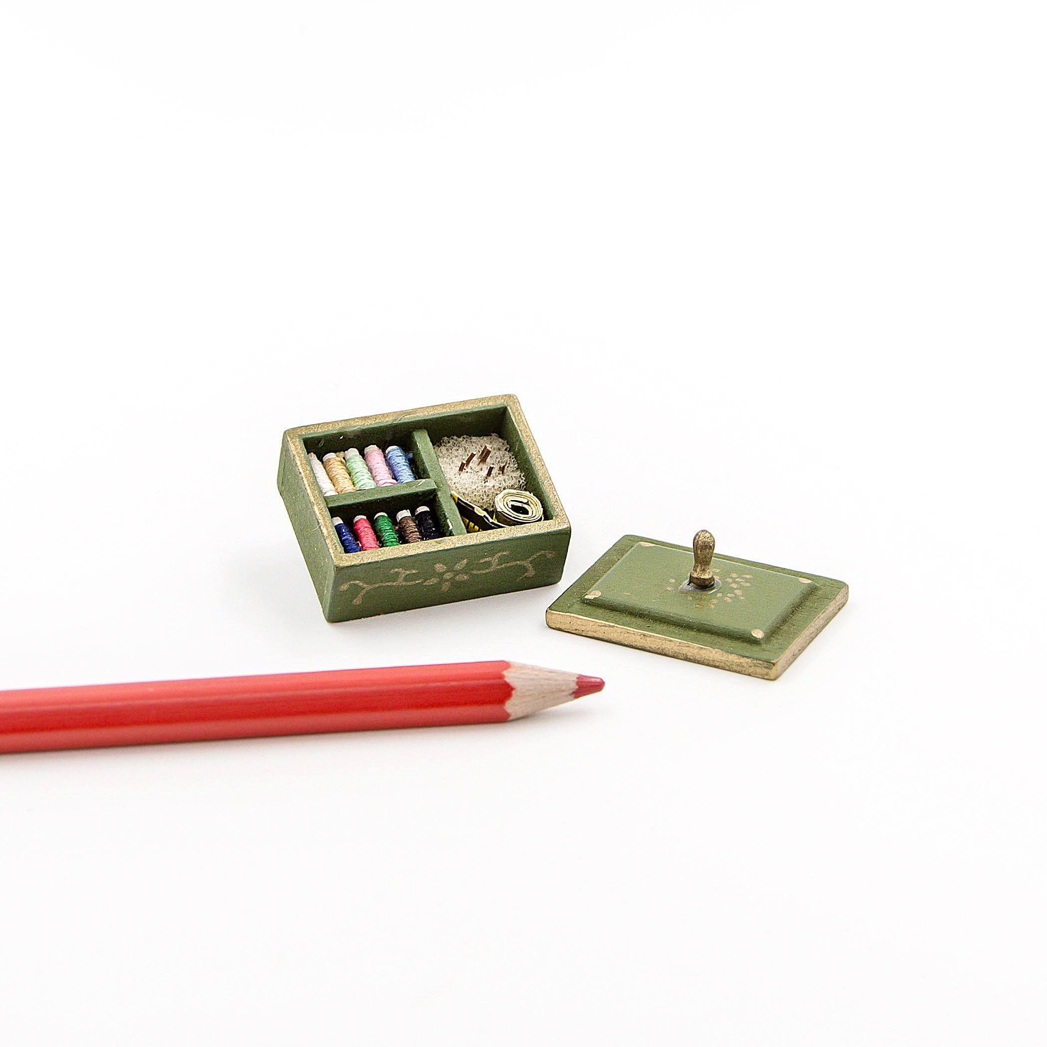 Miniature Wooden Knitting Box Dollhouse Decor Etsy