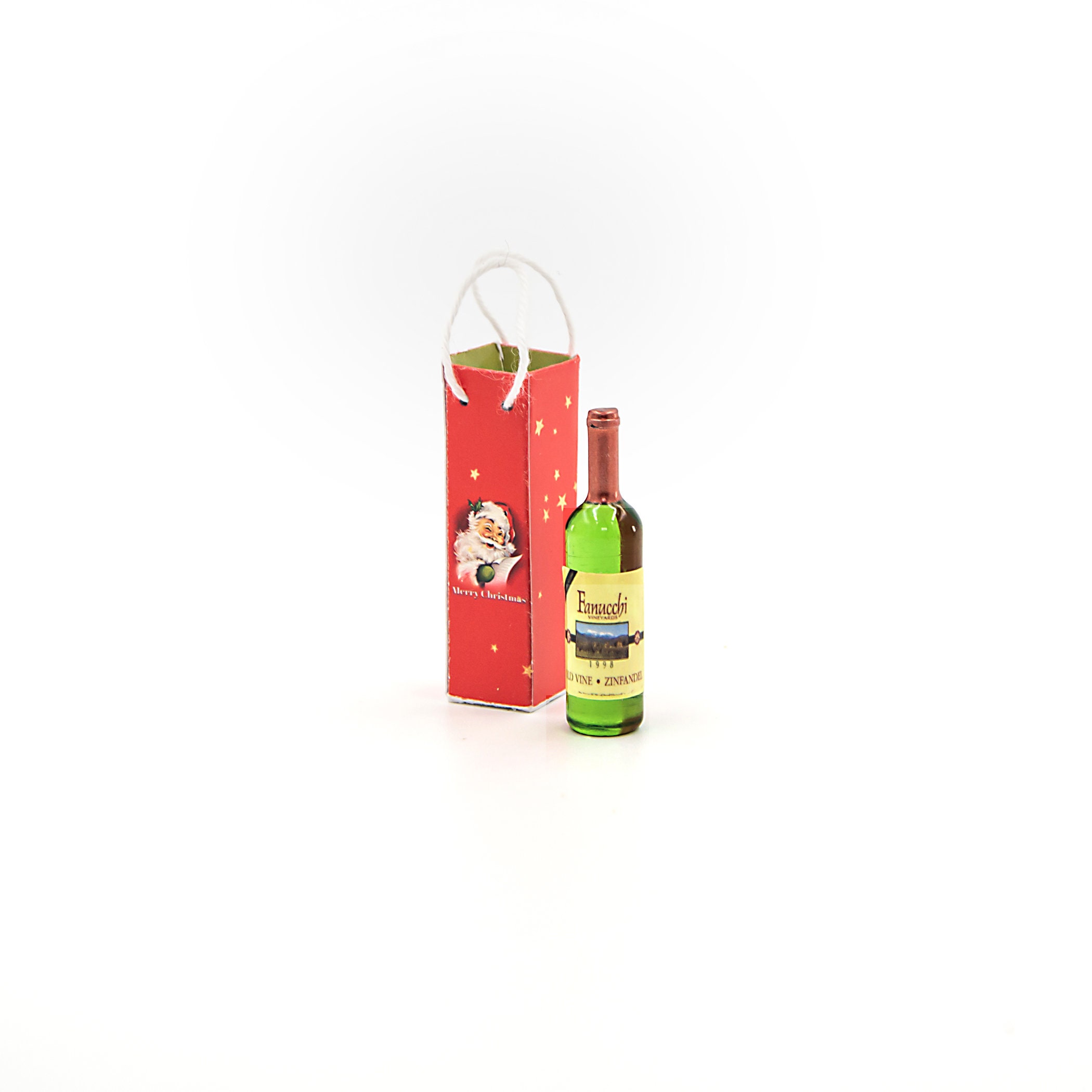 Miniature wine bottle in Christmas gift bag Tabletop Etsy