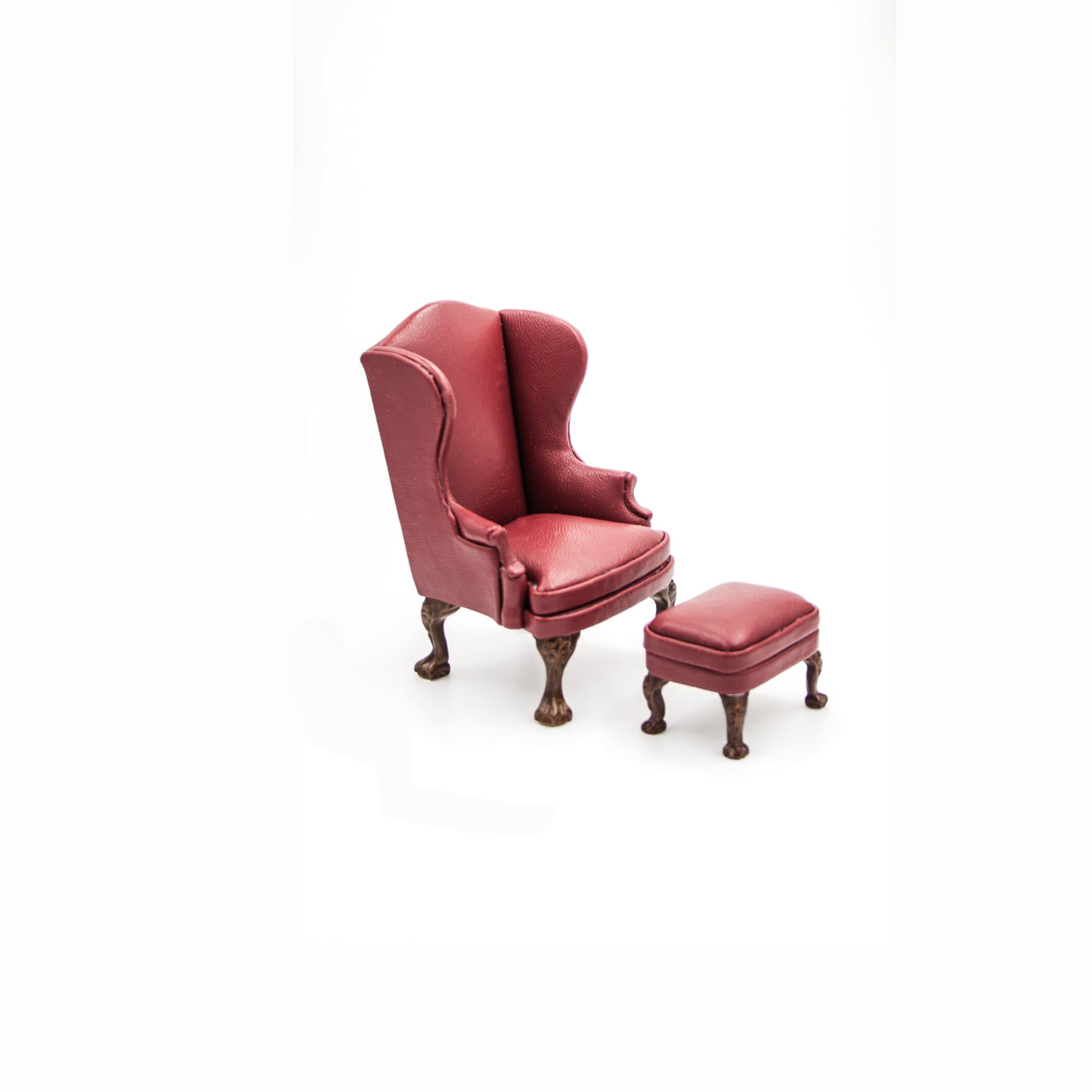 Miniature Brown Leather Armchair Antique Dollhouse Etsy