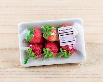Miniature Strawberries on a tray, Dollhouse food