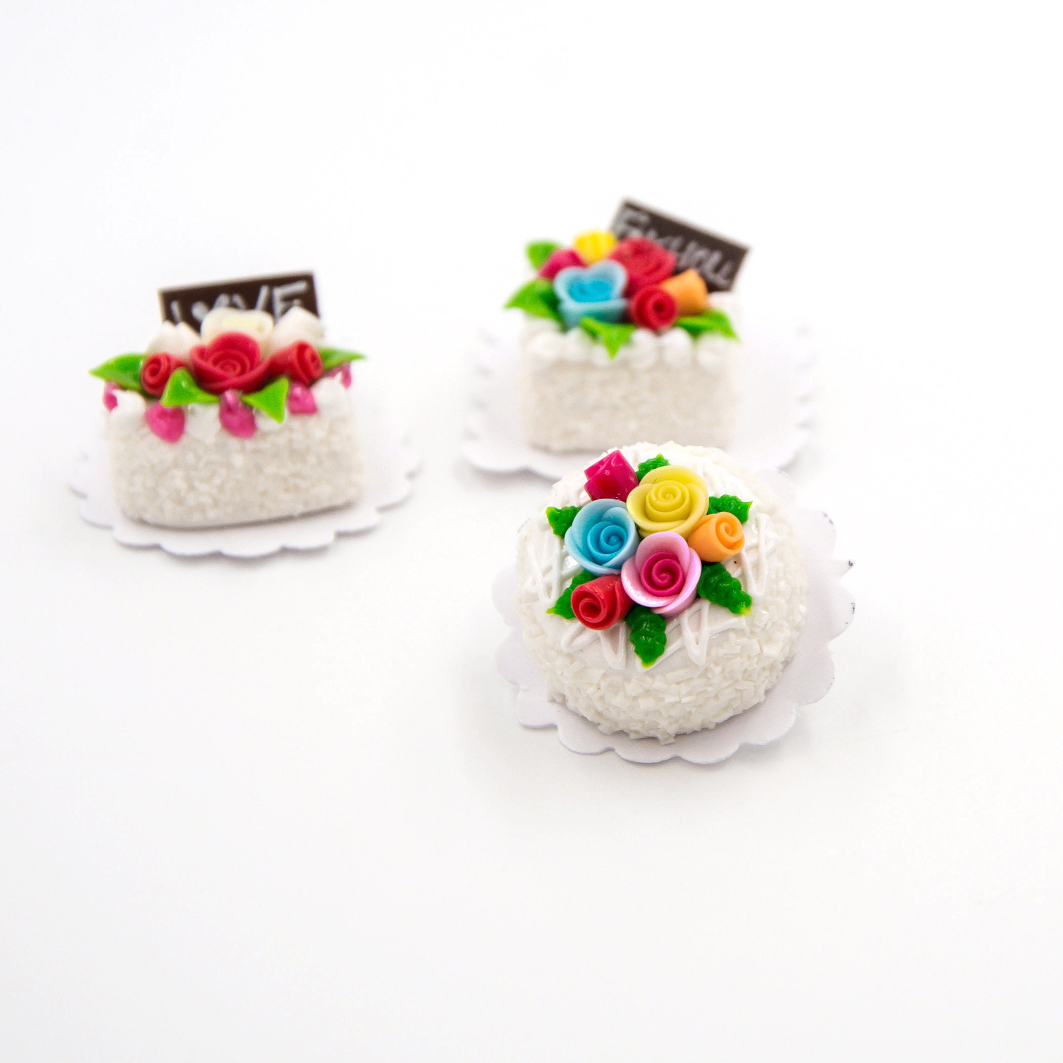 3 Dollhouse Miniature Cakes Tabletop Miniatures Etsy