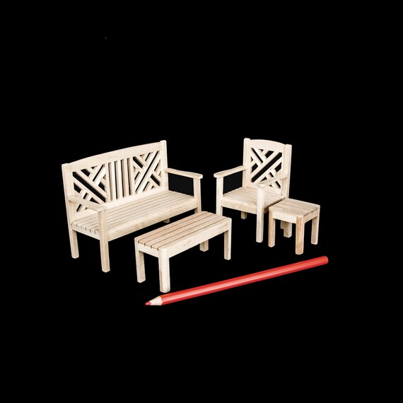 Miniature patio furniture Dollhouse garden furniture Props replica