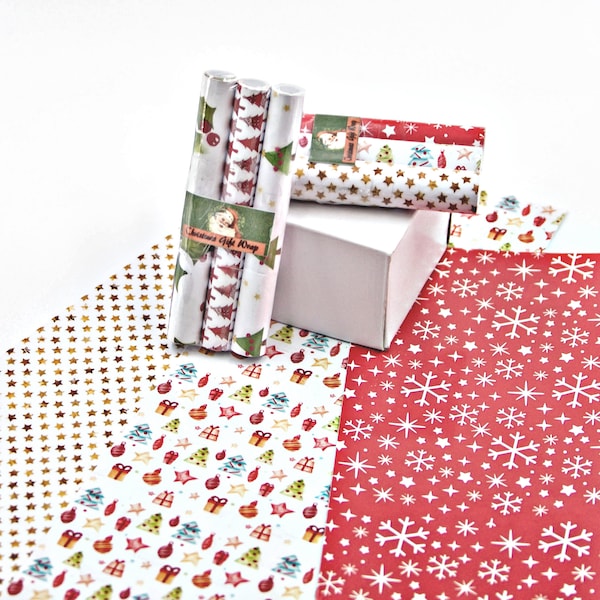 Scale 1:12 Christmas wrapping paper Dollhouse miniatures