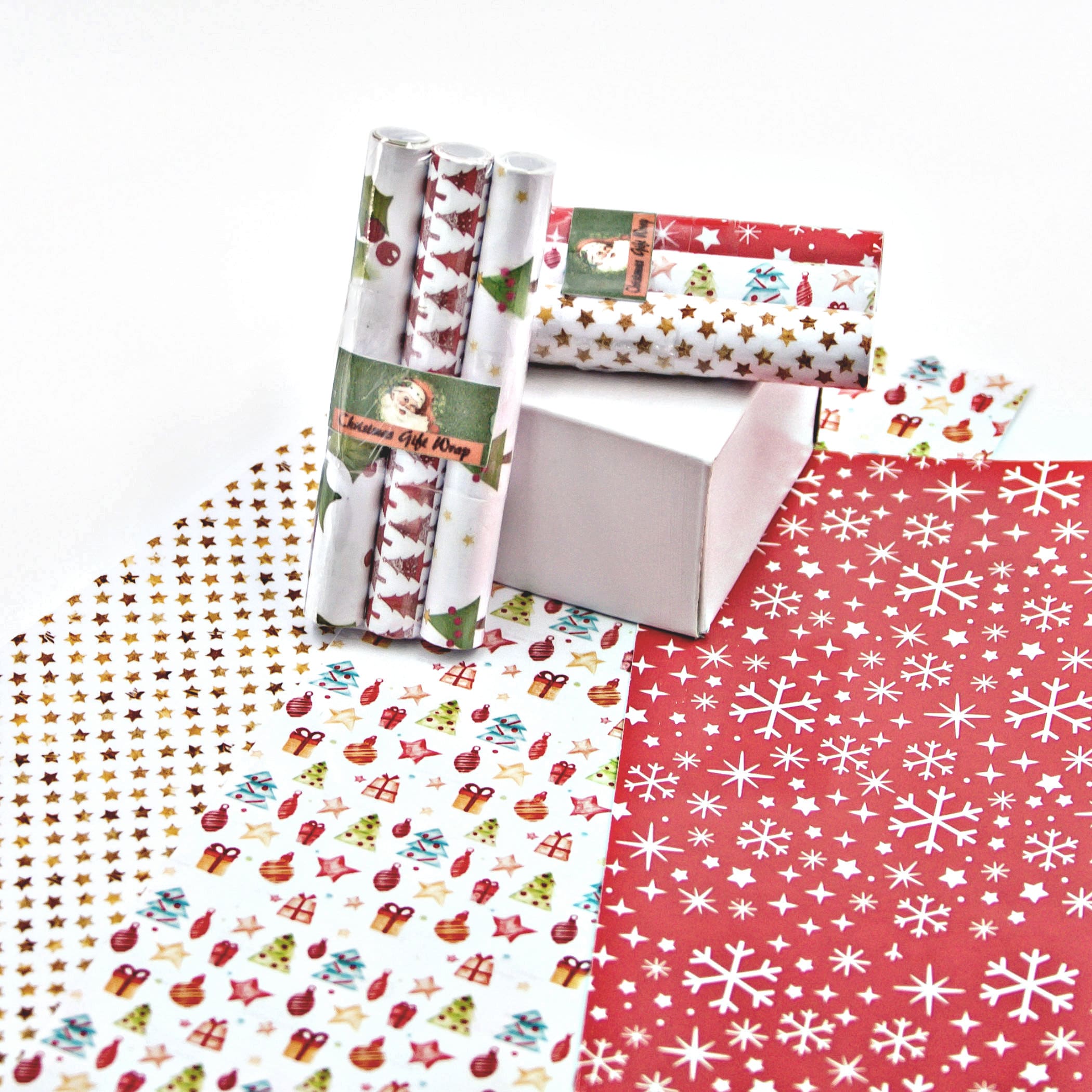 4m 8m 12m 16m RED HO HO HO SANTA HOLLY WRAPPING PAPER CHRISTMAS PRESENT GIFT