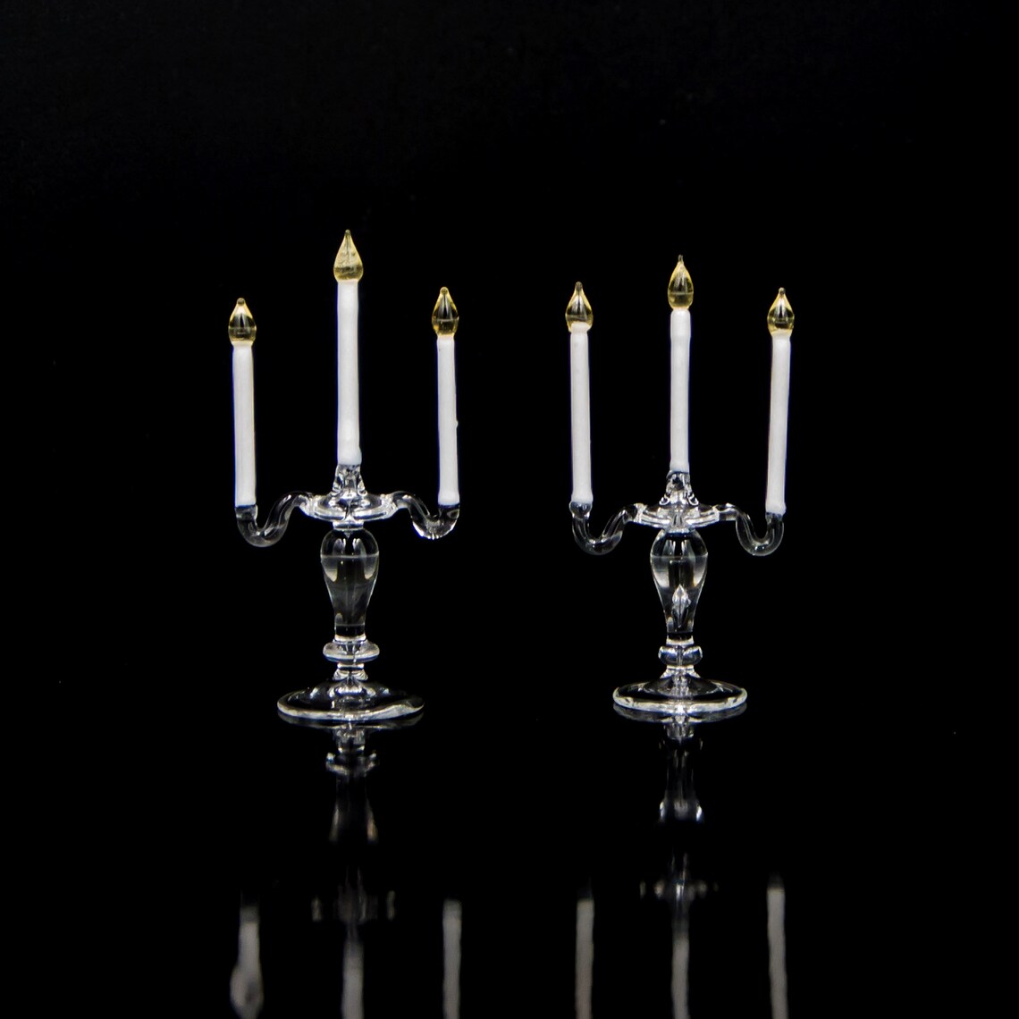 2 candelabro de vidrio en miniatura Arte de vidrio hecho a Etsy