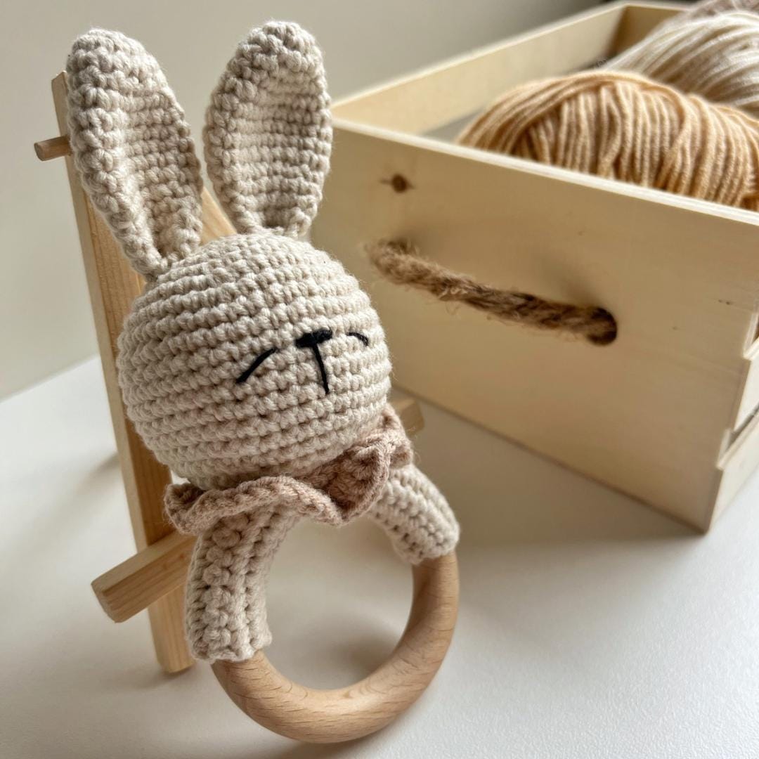 Amigurumi Bunny Rattle, Crochet Toy, Baby Rattle, Baby Shower Gift ...