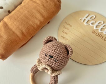 Amigurumi Bunny Rattle, Crochet Toy, Baby rattle, Baby shower gift, Crochet Rattle, Bunny Rattle, Natura Baby Toy, Gift for Baby Girl, Boy.