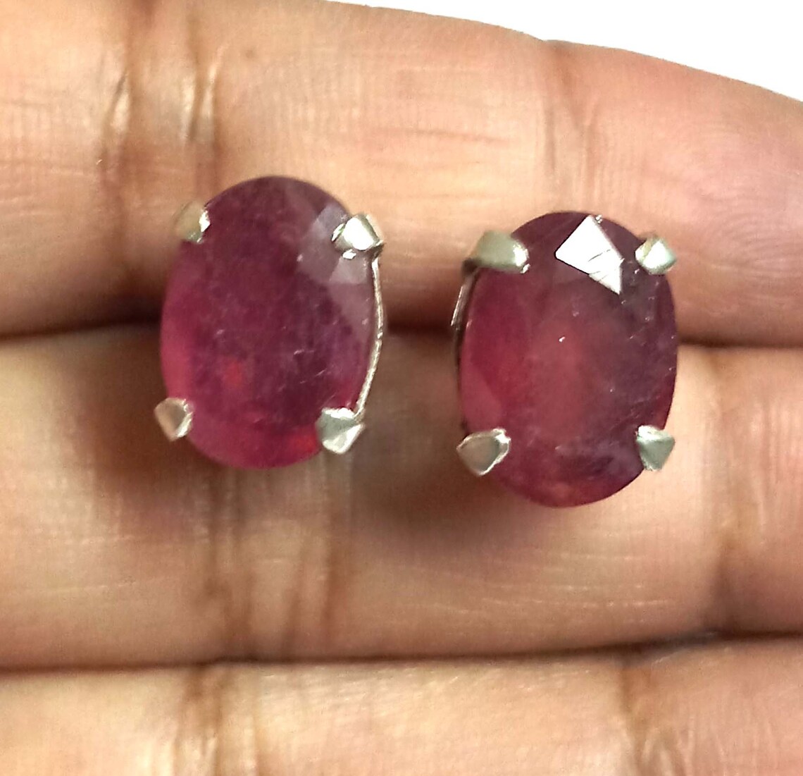 Natural Ruby Earring Solid 925 Sterling Silver Studs Earring | Etsy